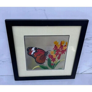 Suzhou Fine Silk Threads Embroidery Butterfly Art Framed Handmade Sz 13x13